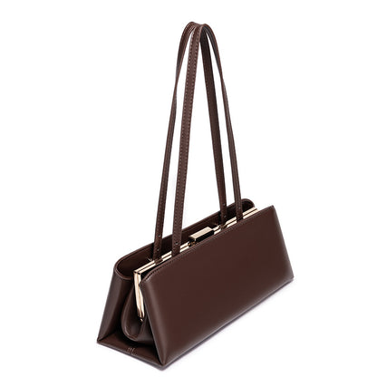 Women’s Luxury Shoulder Bag | Gold Clasp Baguette Handbag