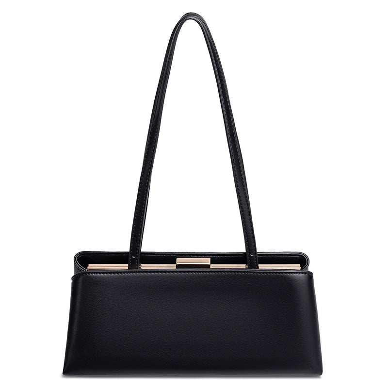Women’s Luxury Shoulder Bag | Gold Clasp Baguette Handbag